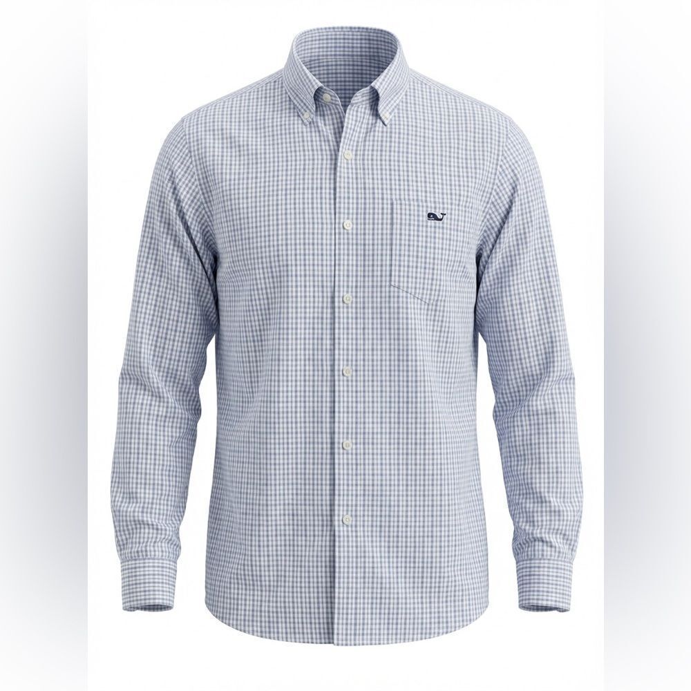 VINEYARD VINES MENS BUTTON DOWN SHIRT SIZE M LT BLUE PINK CHECKERED